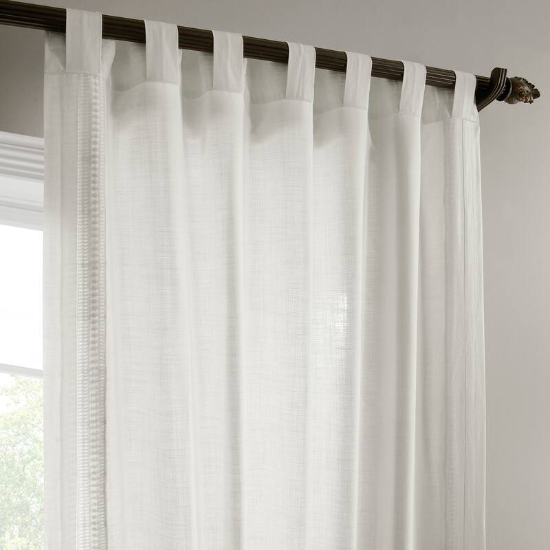 Exclusive Fabrics Bordered Textured Cotton Curtains For Bedroom & Living Room Curtains - Single Panel Drapes