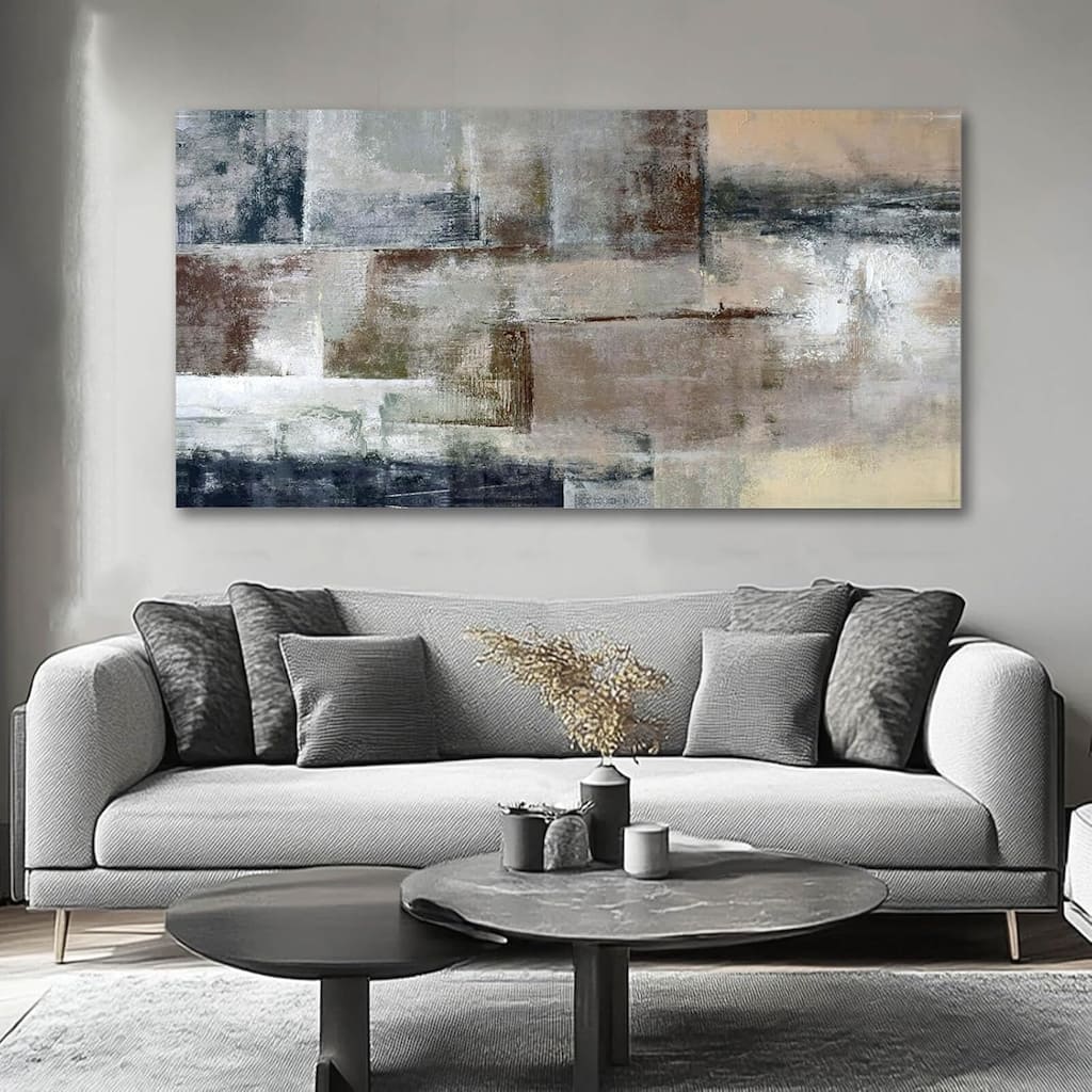 Gray Abstract Wall Art Decor Hand Painted Oil Painting