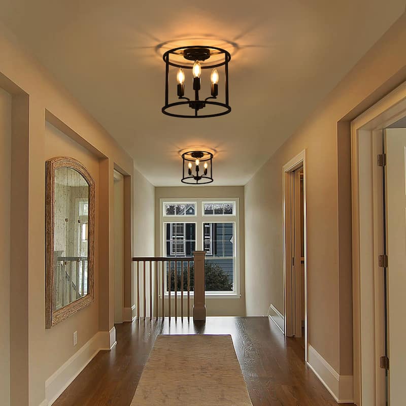 3-light Flush Mount - Matte Black - N/A