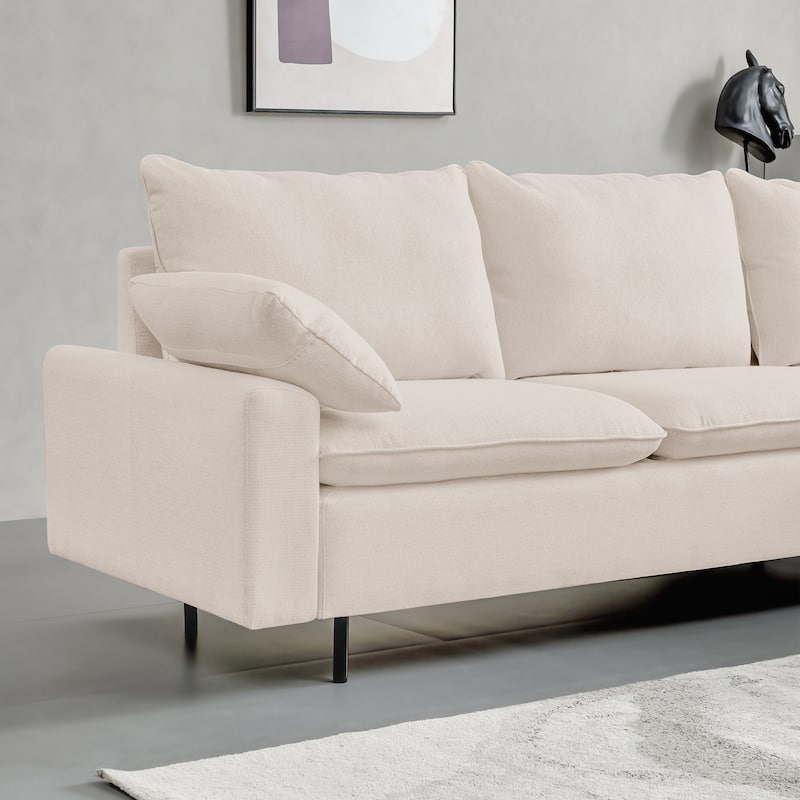 L-shaped Sectional Sofa Right Linen Lounge Chaise Couch