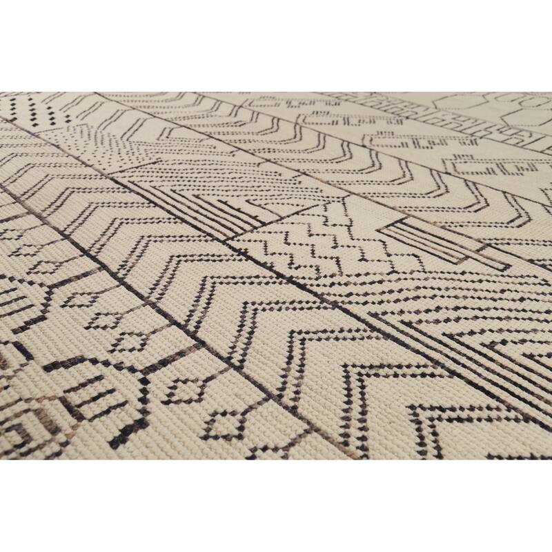 Geometric Moroccan Oriental Area Rug Hand-Knotted Wool Carpet - 8'9"x 12'6"
