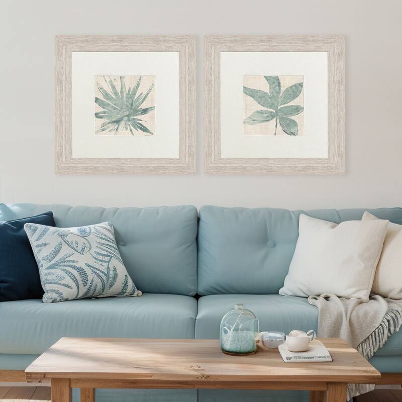 Paragon Burlap Ocean Palm II Framed Art - Set of 2 - 2-piece Set