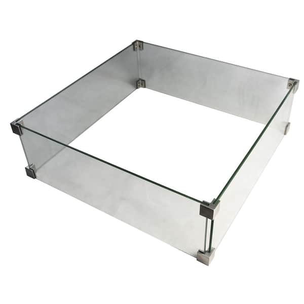 slide 2 of 4, Elementi Outdoor Manhattan Fire Pit Square Wind Screen 22 x 22" Clear