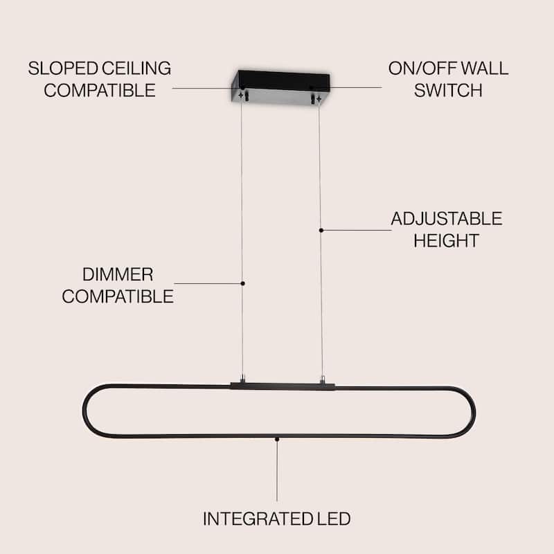 Makena 39" Dimmable Adjustable Integrated LED Metal Linear Pendant, by JONATHAN Y