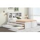 preview thumbnail 21 of 28, Full Size Platform Bed with Trundle and Storage Headboard, Kids Bed Frame with Charging Station and 3-Drawers, Antique Brown