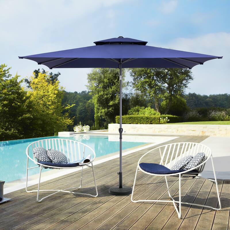Pellebant 9 x 5 Ft Outdoor Double Top Market Umbrella
