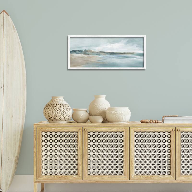 Stupell Blue Gradient Beach Scene Framed Giclee Art Design By Carol Robinson