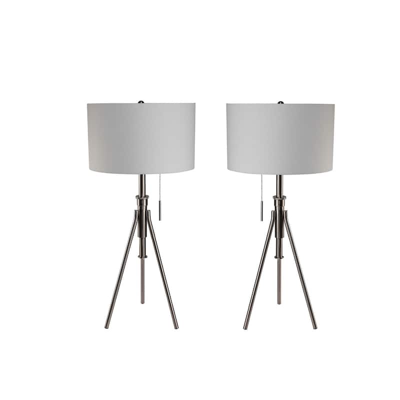 Vintage Look 1pc Floor Lamp Brushed Steel Tripod Legs Unique Lamp Pull Switch 32"H
