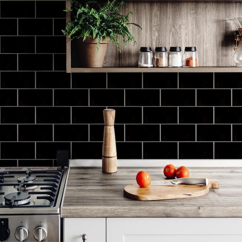 Merola Tile Park Slope Subway Black 3"x 6" Ceramic Wall Tile