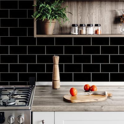 Merola Tile Park Slope Subway Black 3"x 6" Ceramic Wall Tile