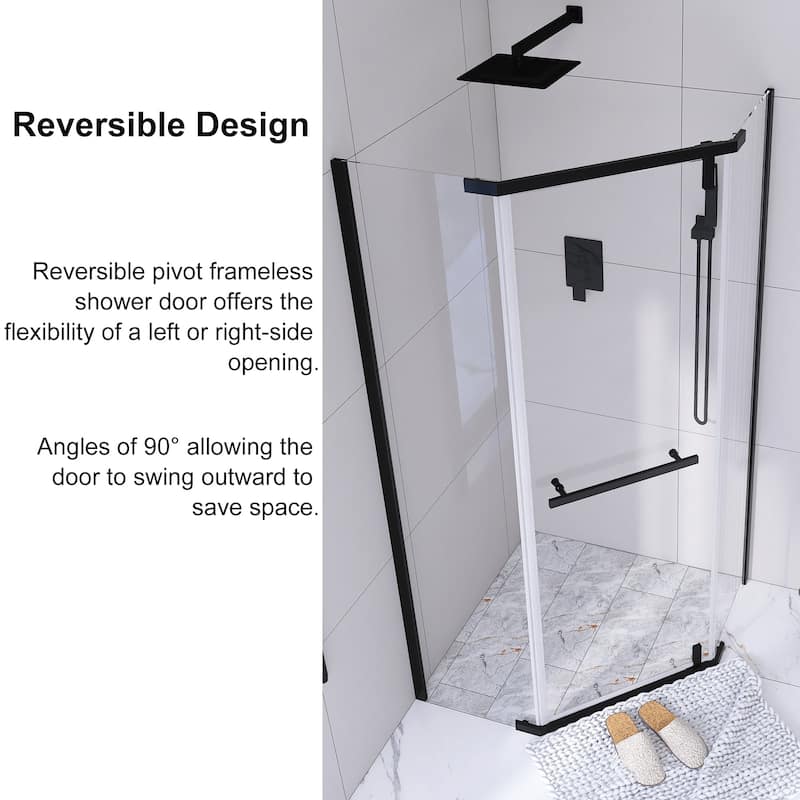 36'' x 72'' Neo-angle Pivot Semi-Frameless Corner Shower Enclosure