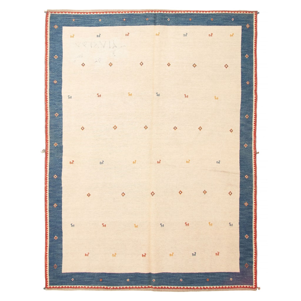 ECARPETGALLERY Flat-Weave Kashkuli Cream Wool Tapestry Kilim - 5'4 x 6'11