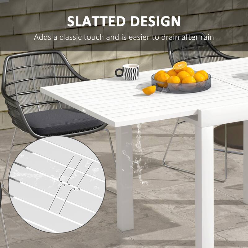 Outsunny Expandable Patio Dining Table for 4-6, 35.5" -70.75" Aluminum Extendable Outdoor Dining Table, Square / Rectangular