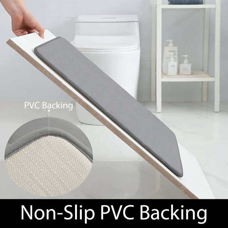 3 Piece Grey Ultra Soft Thick Memory Foam Non-Slip Absorbent Bathroom Bath Mat Set
