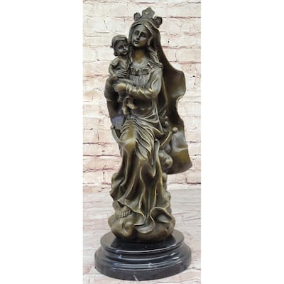 Mother Virgin Mary Madonna Jesus Statue Figurine Bronze Sculpture Home Decor