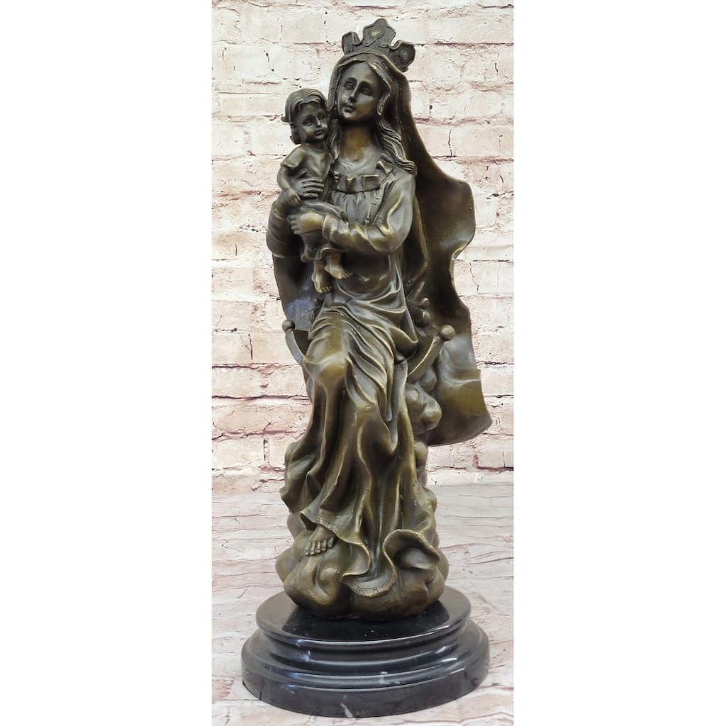 Mother Virgin Mary Madonna Jesus Statue Figurine Bronze Sculpture Home Decor