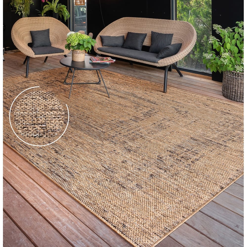 Indoor & Outdoor Rug with Mottled Boho Pattern