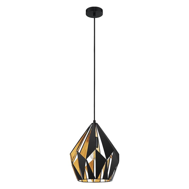 Eglo Carlton 1 Black and Gold Leaf 1-Light Geometric Pendant - Black and Gold Leaf