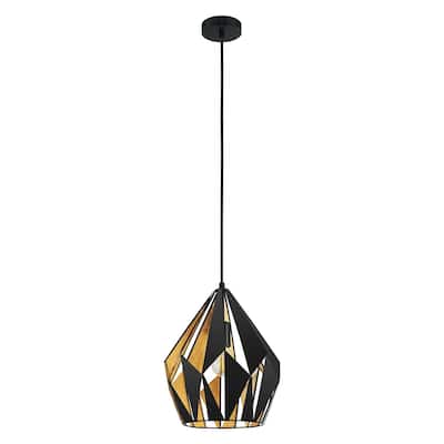 Eglo Carlton 1 Black and Gold Leaf 1-Light Geometric Pendant
