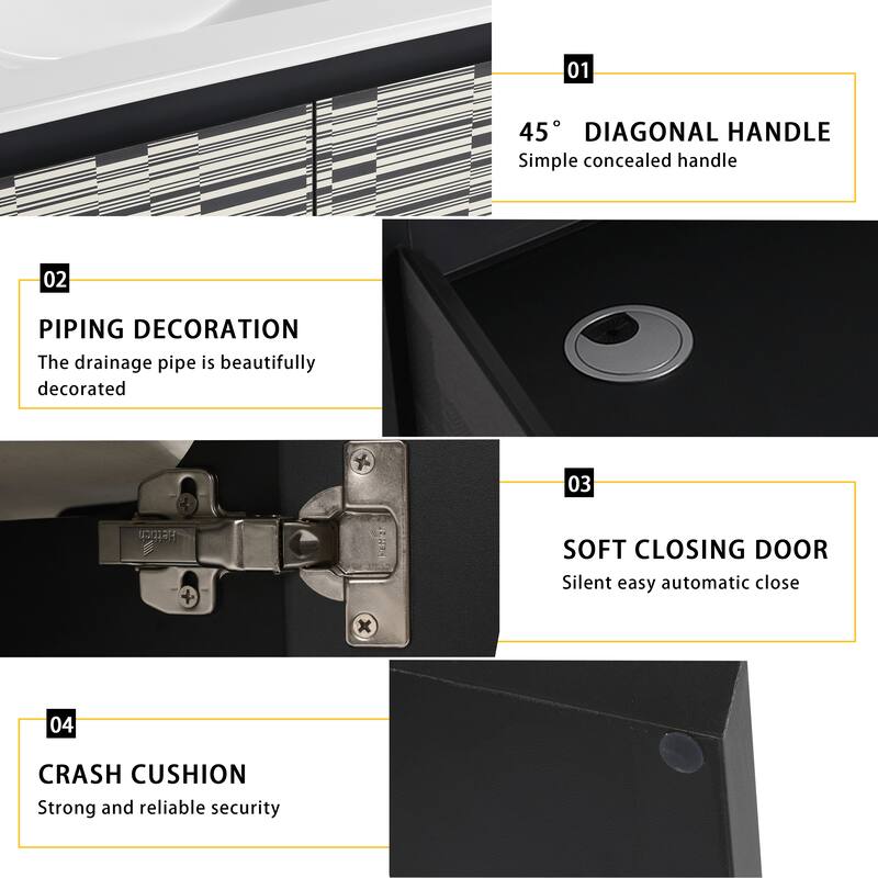 24'' Floating Wall-Mounted Bathroom Vanity With Ceramics Sink & Soft-Close Cabinet Door