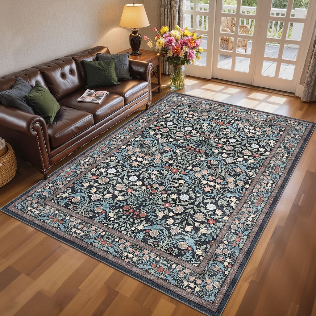 Garvee Vintage Allover Floral Print Area Rug