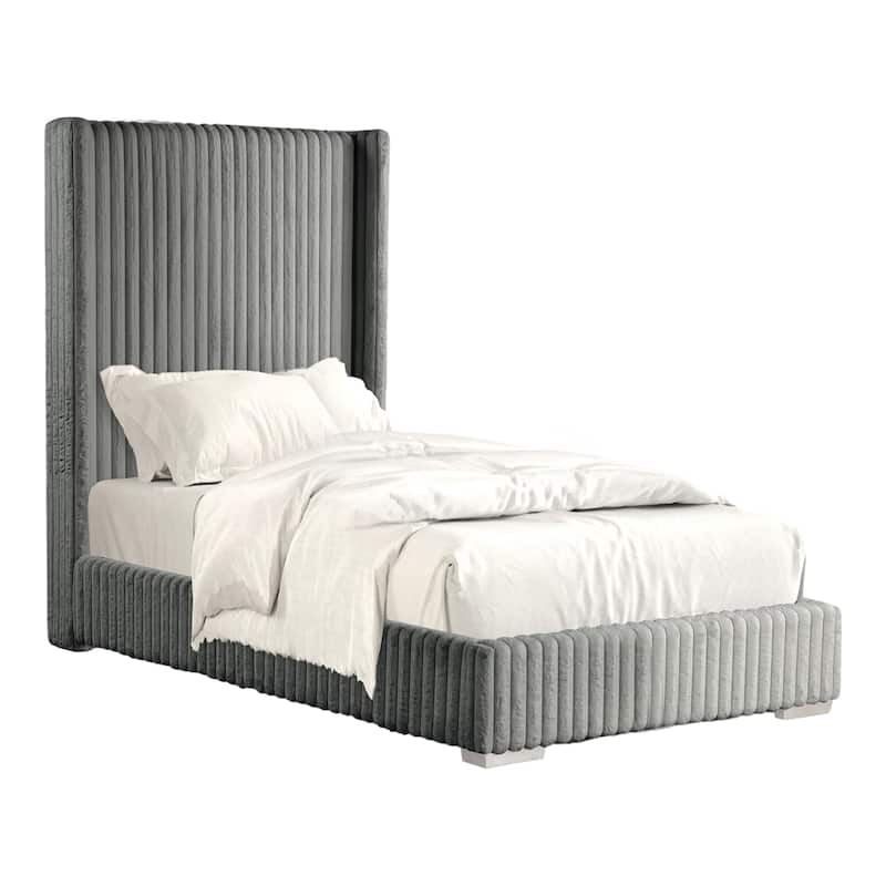 Furniture of America Draper Modern Chenille High Wingback Platform Bed