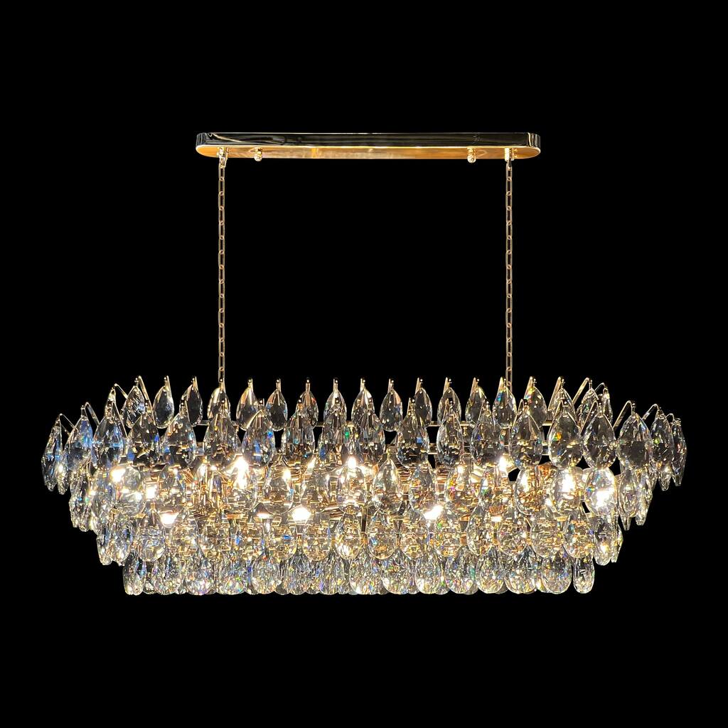 Teardrop Crystal Diamond Linear Chandelier 40"