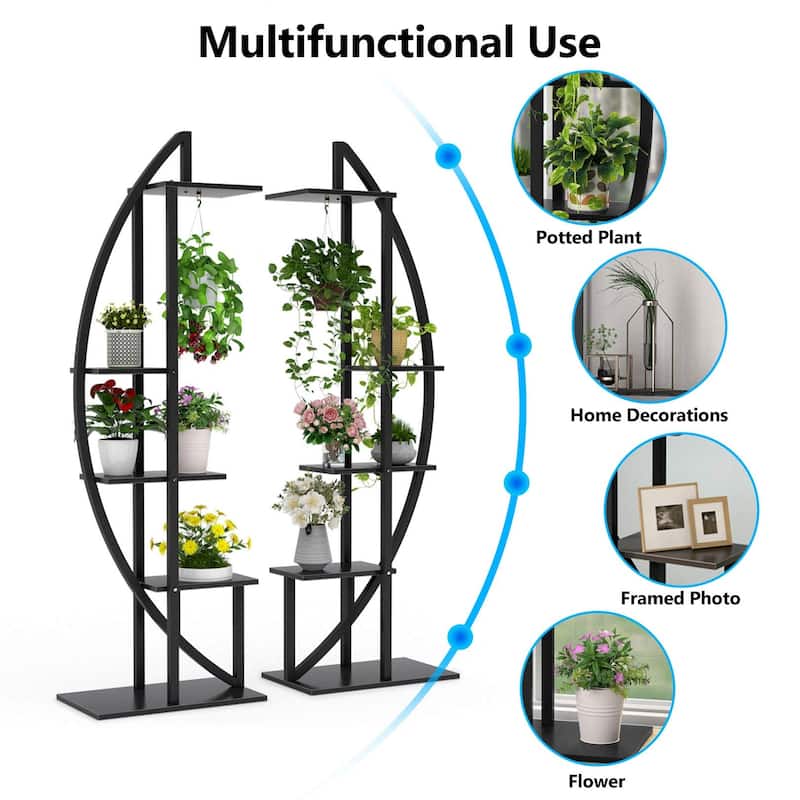 Metal/ MDF 5-tier Curved Plant Stand (Set of 2)