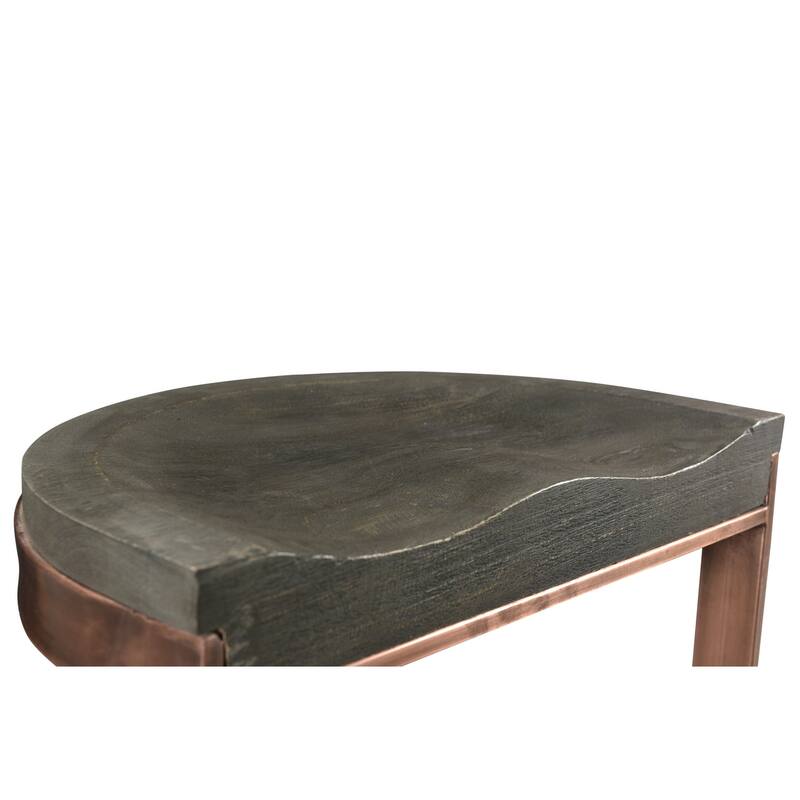 HomeRoots 26" Gray and Copper Solid Wood and Iron Backless Counter Height Bar Chair
