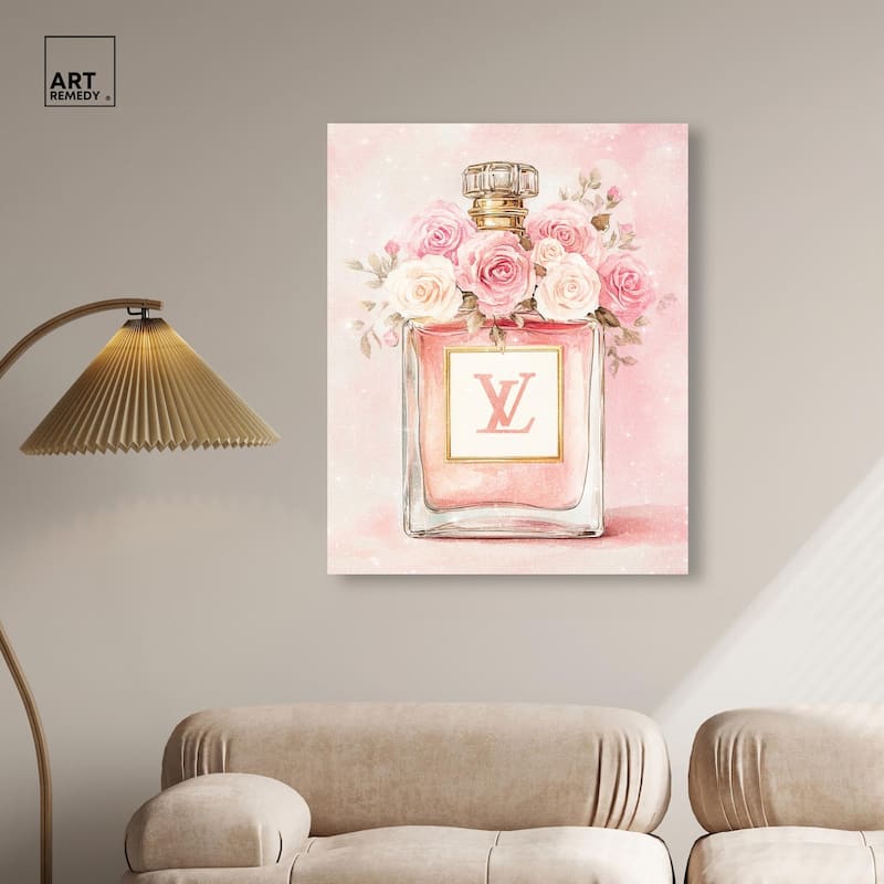 Delicate Floral Perfume Blush Canvas by Art Remedy, Gallery Wrapped