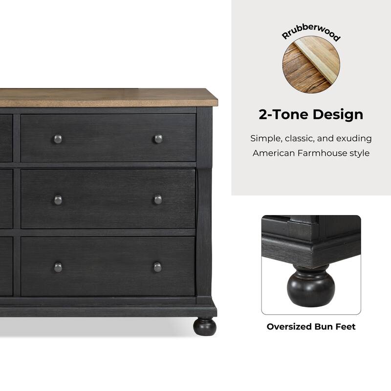 Furniture of America Lucan II 3-Piece Farmhouse Black Dresser and 2 Nightstand Bedroom Set