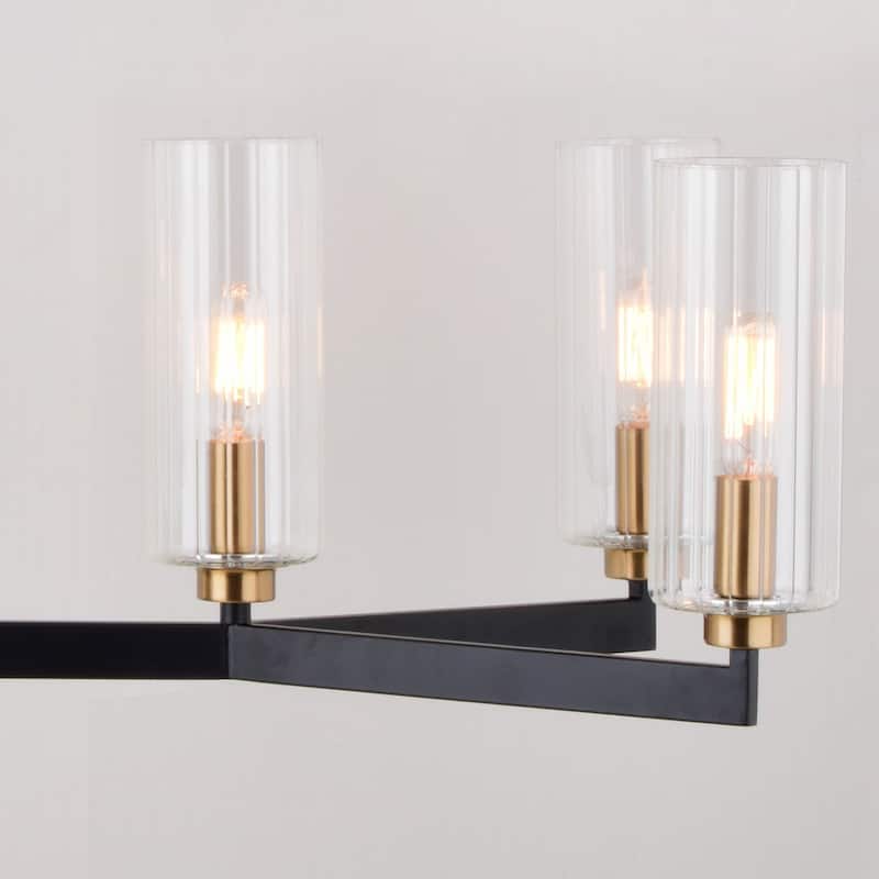 Claremont 6 Light Matte Black Contemporary Chandelier Clear Glass - 31.25-in W x 10.75-in H x 31.25-in D