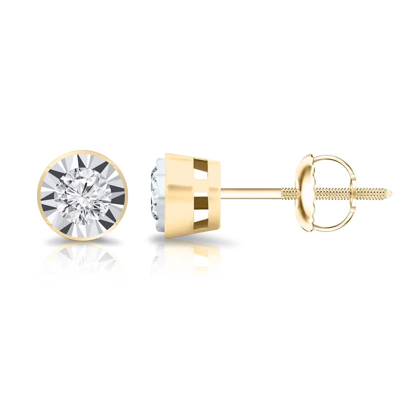 Auriya 3/8ctw Bezel-set Diamond Stud Earrings 14k Gold (G-H, I1-I2) - Rose