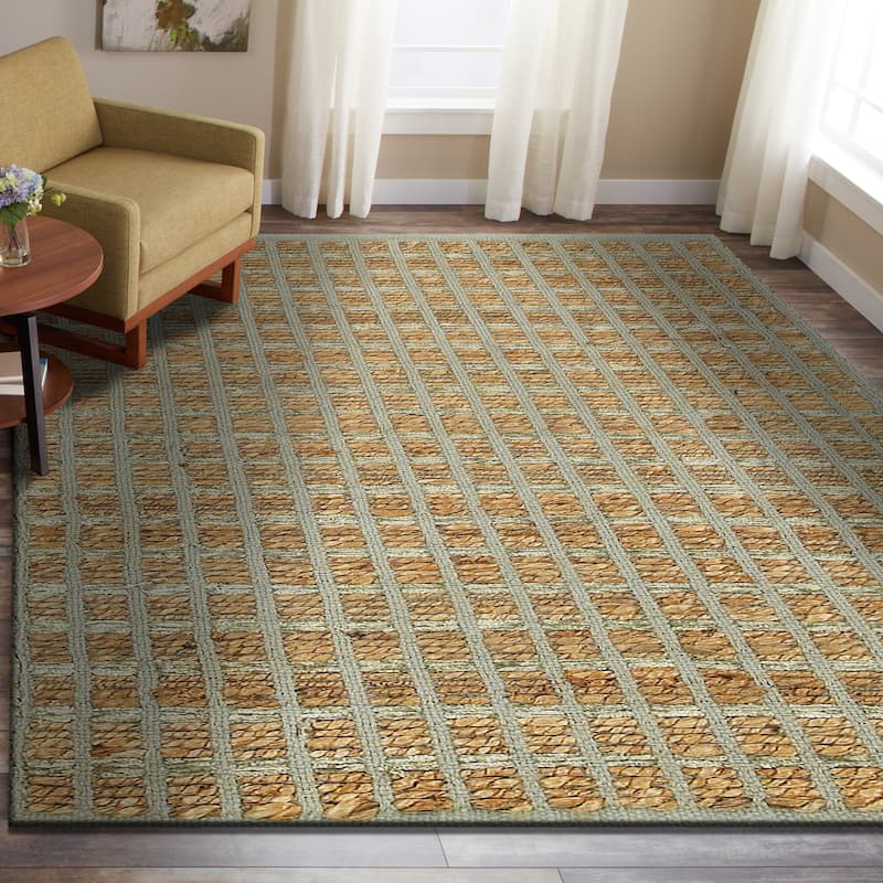 Sevita Organic Jute Grid Area Rug, Natural and Gray - 5' x 7'9" - 5' x 7'9" - Grey