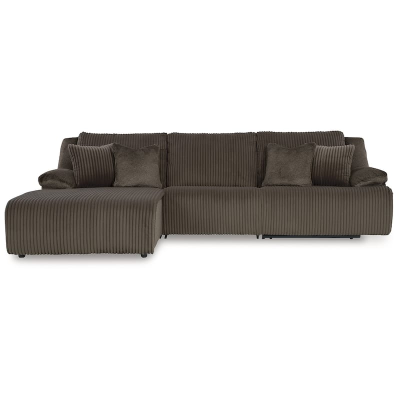 Signature Design by Ashley Top Tier 3-Piece Reclining Sectional with Chaise - 128"W x 74"D x 41"H