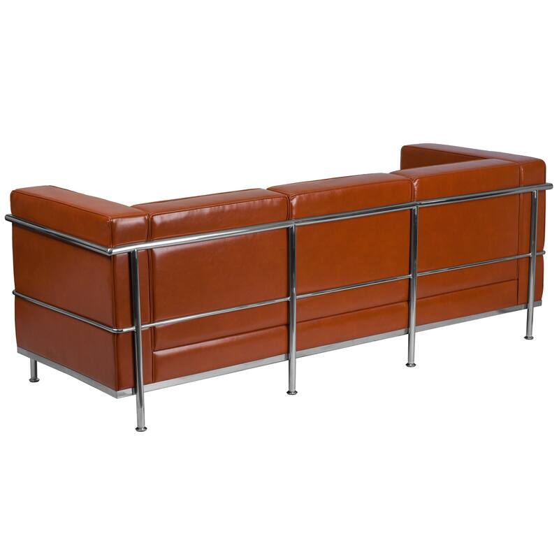 Contemporary LeatherSoft Sofa with Double Bar Encasing Frame - 79"W x 28.5"D x 27.5"H - 79"W x 28.5"D x 27.5"H