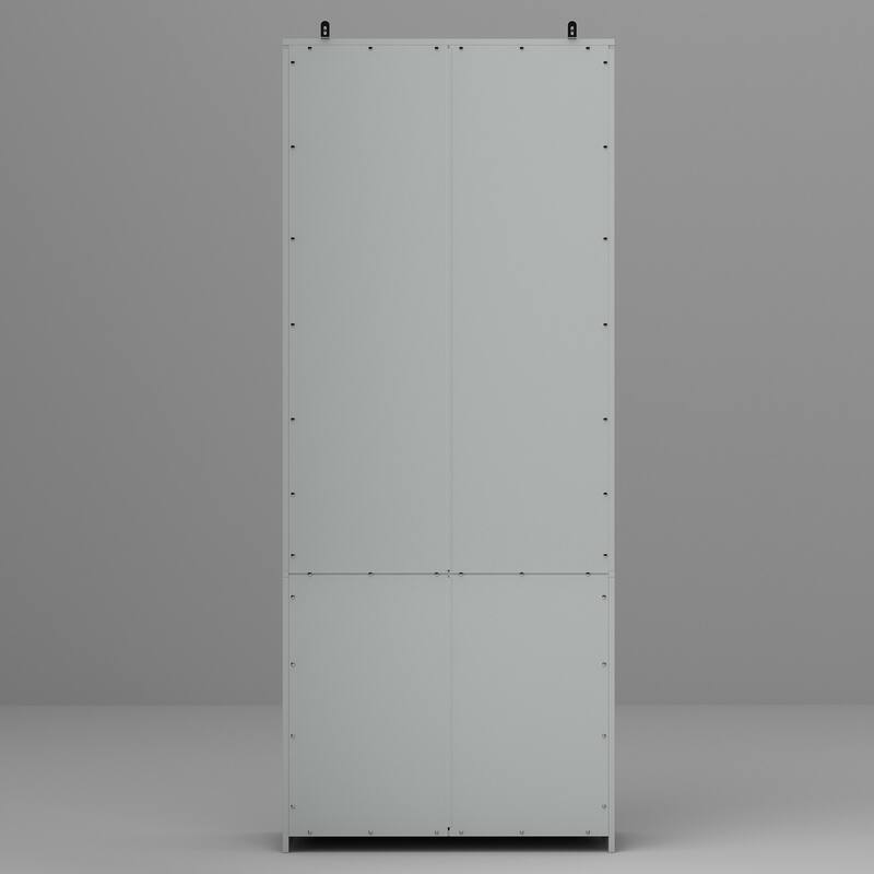 78.7" Combo Buffet Bookcase Storage Cabinet Glass Bookshelf Display