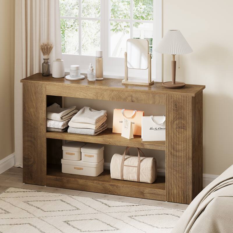 55" Wooden Console Sofa Table with Storage for Living Room Entryway