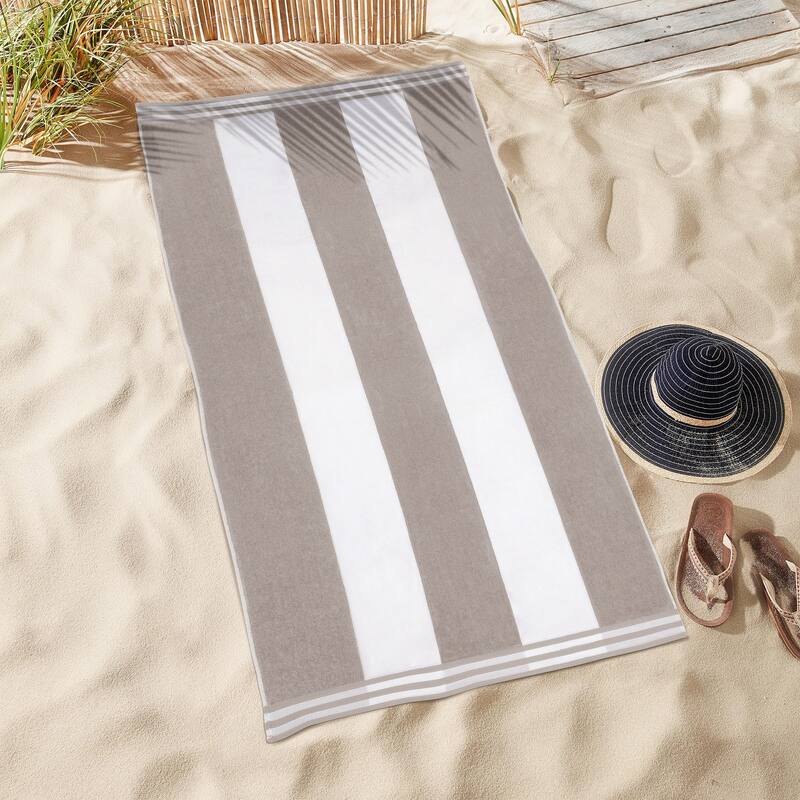 Superior Cabana Stripe Oversized Cotton Beach Towel (Set of 2)
