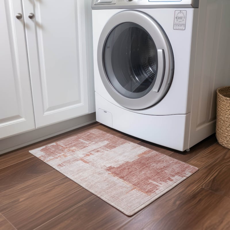 Machine Washable Indoor/ Outdoor Chantille Abstract Modern Rug - Blush - 1'8" x 2'6"