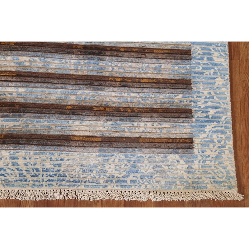 Multi-Color Modern Accent Rug Handmade Wool Carpet - 2'8"x 4'9"