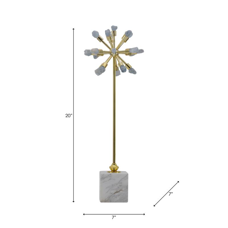 Abstract Metal and Stone Starburst Decorative Object Sculptural Design