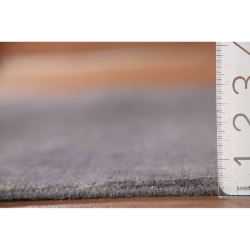 Modern Gabbeh Oriental Foyer Rug Hand-Knotted Grey Wool Carpet - 3'3" x 4'11"
