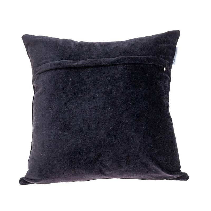 HomeRoots 18" Black and Silver Damask Velvet Throw Pillow With Beads