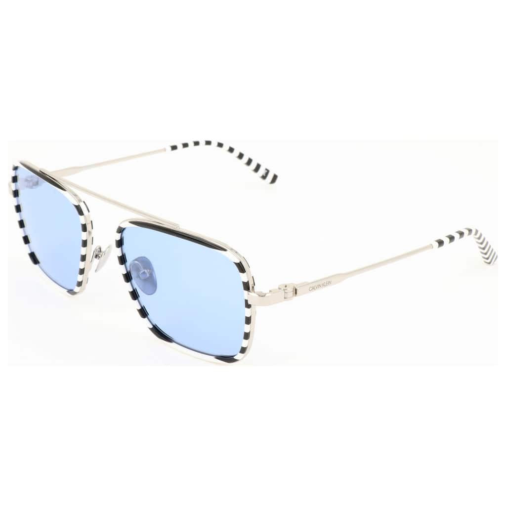 Calvin Klein Man 55mm White/Black Stripes Sunglasses CK18102S-199-55