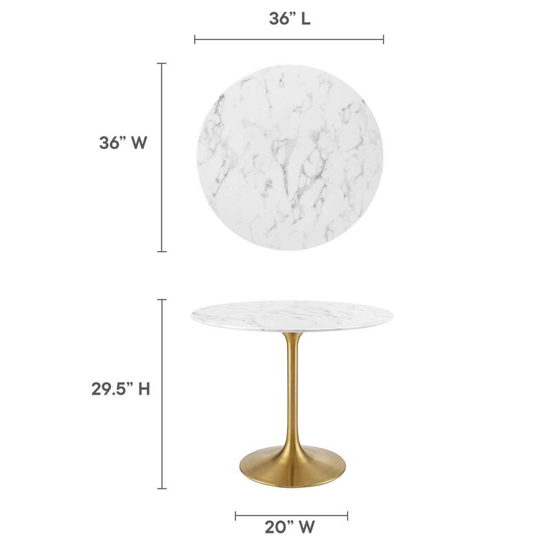 36" Round Artificial Marble Dining Table