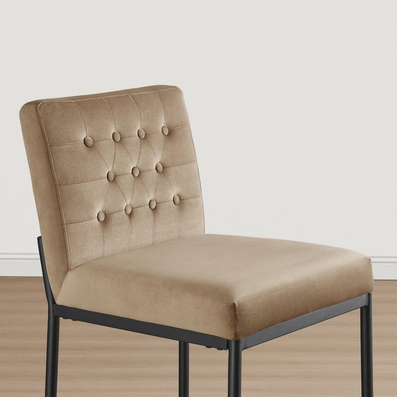 Spruce & Spring Velvet Tufted Counter Bar Stool with Metal Frame