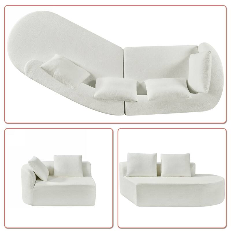 Modern 2-Seater Frame-Free Compressed Polyester Upholstered Sectional Sofa
