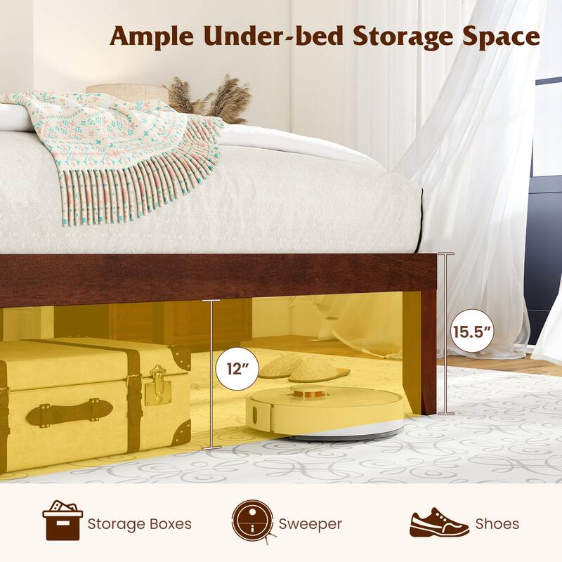 Costway 15.5 Inch Twin/Full/Queen Size Bed Frame with Retro Headboard