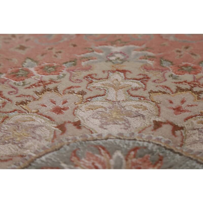 Floral Vegetable Dye Signed Tabriz Persian Rug Handmade Wool Carpet - 6'6"x 9'9"
